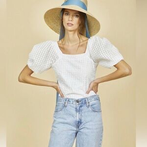 Hunter Bell Brooks Luxe Seersucker Top Large